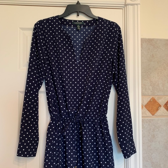 Beautiful 💙Lauren Ralph Lauren Polka-Dot Dress size 12  Navy/white - Picture 9 of 10